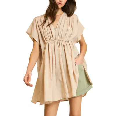 Wishlist Ruched Cover-up Dress In Brown