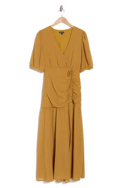 Wishlist Ruched Maxi Dress In Brown
