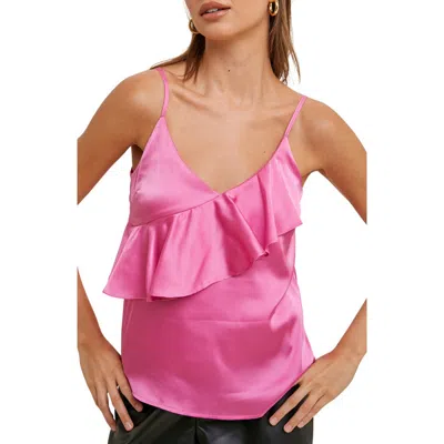Wishlist Ruffle Satin Cami In Pink