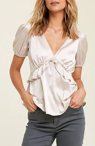 Wishlist Ruffle Satin Top In White