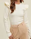 Wishlist Ruffle Sleeve Sweater In Cream In White