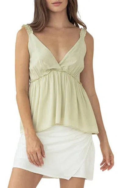 Wishlist Ruffle Strap Babydoll Tank In Green