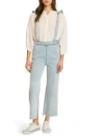 Wishlist Ruffle Strap Denim Suspender Overalls In Blue