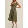 Wishlist Ruffle Tank Midi Dress In Brown