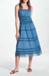 Wishlist Ruffle Tiered Midi Dress In Blue