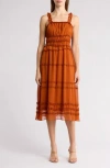 Wishlist Ruffle Tiered Midi Dress In Cinnamon