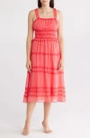 Wishlist Ruffle Tiered Midi Sundress In Rose Of Sharon