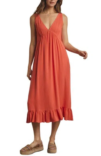 Wishlist Ruffle Trim Midi Dress In Red