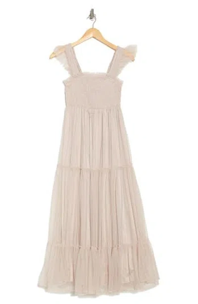 Wishlist Ruffle Tulle Overlay Tiered Maxi Dress In Neutral