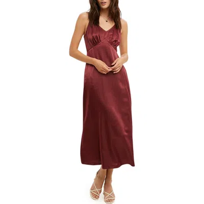 Wishlist Satin Midi Dress In Burgundy