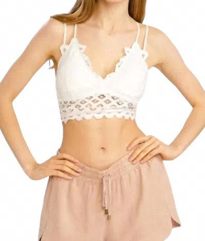 Wishlist Scallop Lace Cross Back Bralette In White In Multi