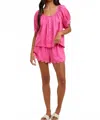 Wishlist Scalloped Detailed Top & Short Set In Hibiscus In Pink