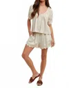 Wishlist Scalloped Detailed Top & Short Set In Oatmeal In White
