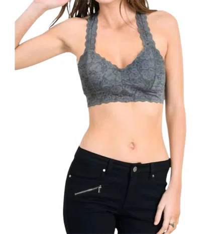 Wishlist Scalloped Edge Padded Lace Bralette In Grey In Gray