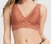 Wishlist Scalloped Lace V Neck Padded Bralette In Brick