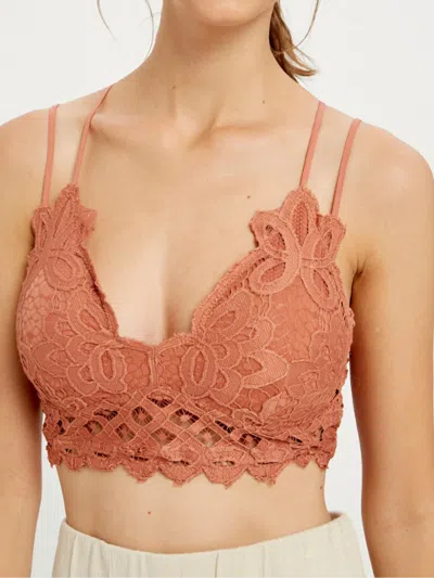 Wishlist Scalloped Latice Bralette In Brick In Red