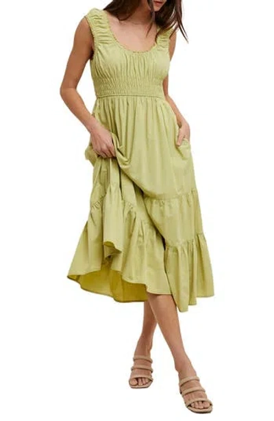 Wishlist Scoop Neck Midi Dress In Green