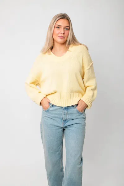Wishlist Scoop Neck Sweater In Lemon Sorbet In Yellow