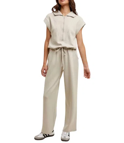 Wishlist Scuba Half Zip Jumpsuit In Ecru In Neutral