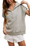Wishlist Scuba Half Zip Muscle Top In Heather Grey