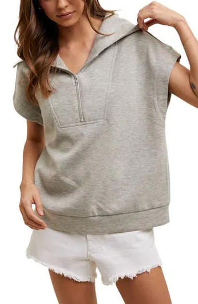 Wishlist Scuba Half Zip Muscle Top In Heather Grey