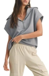 Wishlist Scuba Half Zip Muscle Top In Slate