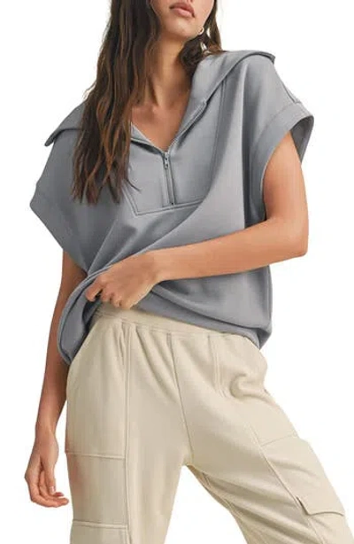 Wishlist Scuba Half Zip Muscle Top In Slate