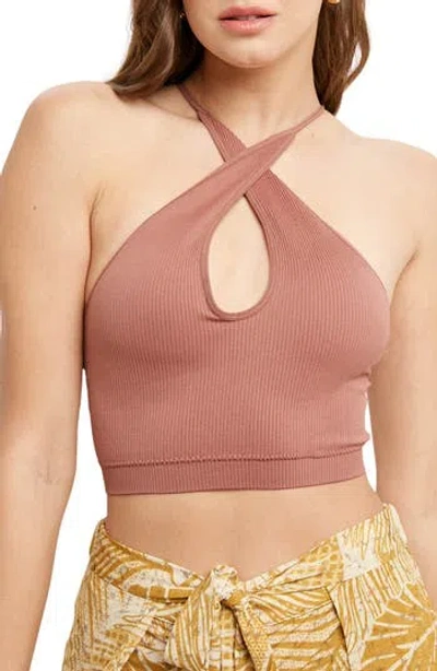 Wishlist Seamless Scoop Neck Bralette In Brown