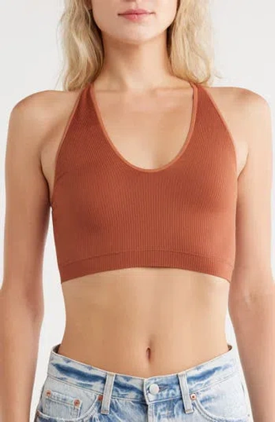 Wishlist Seamless Scoop Neck Bralette In Brown