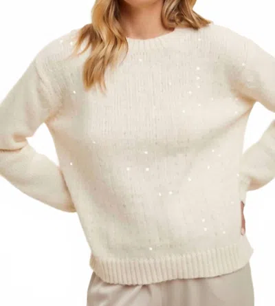 Wishlist Sequin Detail Sweater In Off White In Multi