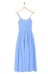 Wishlist Shirred Cotton Maxi Sundress In Blue