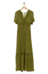 Wishlist Short Sleeve Crochet Dress In Green