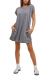 Wishlist Short Sleeve Melange Knit Romper In Gray
