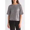Wishlist Short Sleeve Sequin Top In Silver Grey