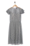 Wishlist Short Sleeve Sparkle Dress In Silver