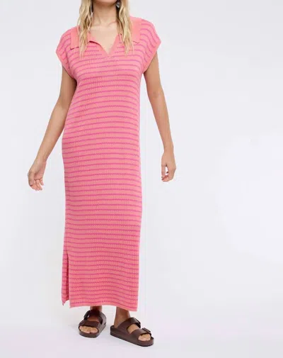Wishlist Short Sleeve Stripe Midi Dress In Sorbet In Pink