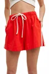 Wishlist Side Striped French Terry Shorts In Red In Red