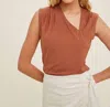 Wishlist Sleeveless Asymmetrical Top In Bronze In Gold
