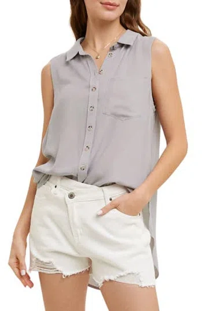 Wishlist Sleeveless Button Up Shirt In Blue