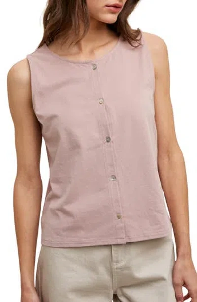 Wishlist Sleeveless Cotton Button-up Top In Pink