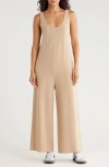 Wishlist Sleeveless Ribbed Wide Leg Jumpsuit In Neutral
