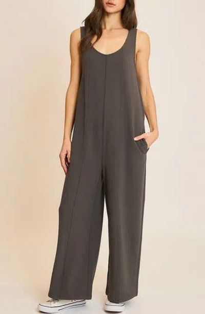 Wishlist Sleeveless Ribbed Wide Leg Jumpsuit In Gray