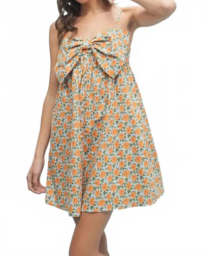 Wishlist Sleeveless Romper With Flowers And Bow In Blue In Yellow