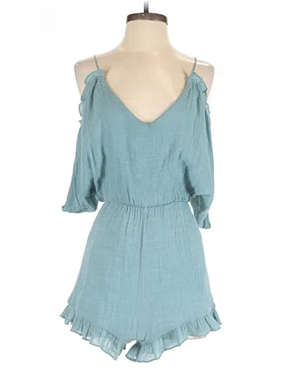 Pre-owned Wishlist Sleeveless Top Teal Cold Shoulder Neckline Tops In Blue