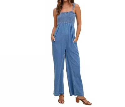 Wishlist Smocked Bust Denim Jumper In Blue