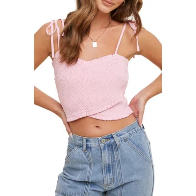 Wishlist Smocked Crossover Tank In Pink