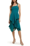 Wishlist Smocked Handkerchief Hem Minidress In Blue