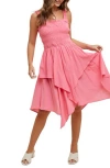 Wishlist Smocked Handkerchief Hem Minidress In Pink