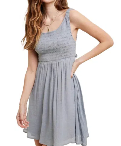 Wishlist Smocked Mini Dress In Cloud In Gray