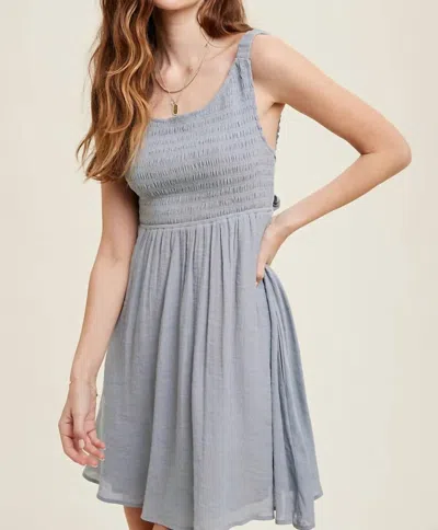 Wishlist Smocked Mini Dress In Cloud In Grey